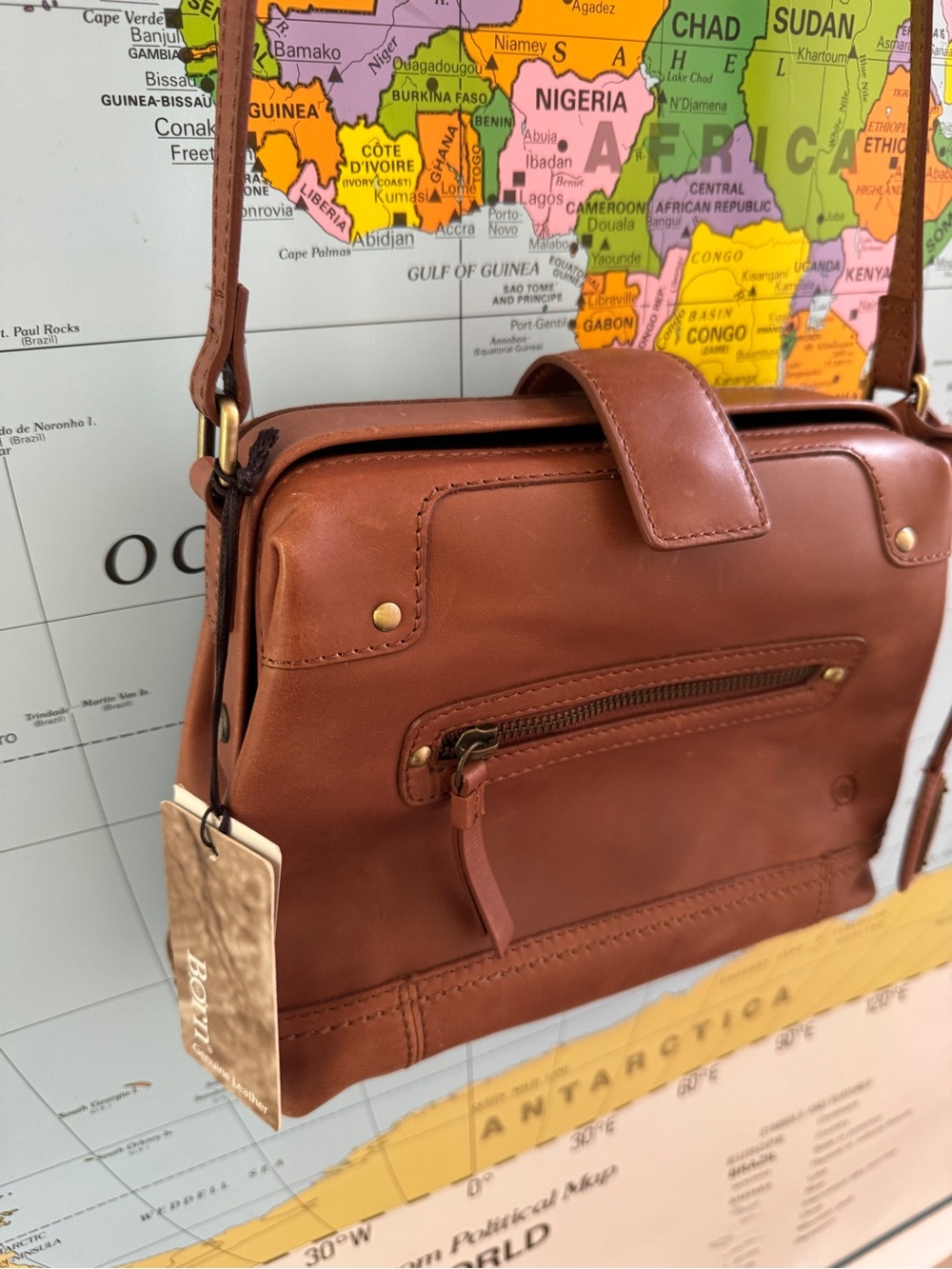 Leather Crossbody Bag in Chestnut Brown - Doctor Style Bag